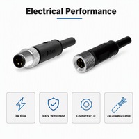 Connecteur Étanche IP68 M8 Mâle-Femelle à Montage sur Panneau, Prise Circulaire, en Alliage de Cuivre, Homologué UL94-V0 pour Transmission Électrique