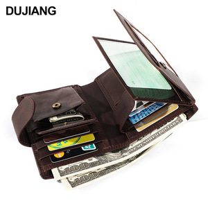 Portefeuille court pour homme en cuir véritable Dujiang, plusieurs emplacements pour cartes, protection RFID, utilisation quotidienne - Product Image 1