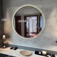 Miroir mural tactile intelligent de luxe pour la décoration de la maison moderne, motif d'étoile gravé au laser, design rond pour le couloir, le salon, vintage