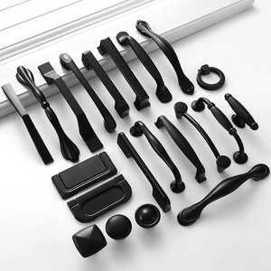 Kosin China CX089 Home Hotel Solid Cabinet Hardware Küchen schubladen möbel Round Bar <span class=keywords><strong>Black</strong></span> Brushed Handle Pull - Product Image 5