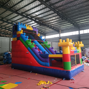 Şişme yapı taşları kale kabarık atlama ev zıplayan üçlü kaydırak Blower ile çocuklar yetişkinler için sıçrama evleri havaya uçurmak - Product Image 3