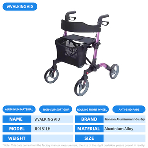 Cadre en aluminium Rollator de <span class=keywords><strong>luxe</strong></span> Walker avec siège 8 "roues léger mobilité aide à la marche pour adultes âgés - Product Image 6