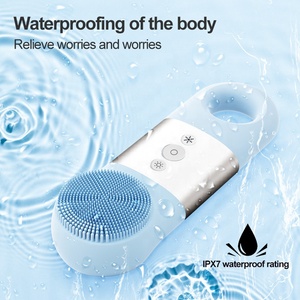 Oem ODM xách tay điện Silicone mặt làm sạch bàn chải 2-in-1 vẻ đẹp thiết bị cho an toàn đầu tẩy da chết rung công nghệ - Product Image 4