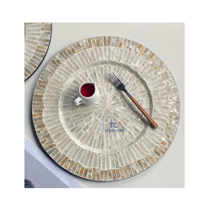 แผ่นรองจานทรงกลมประดับเปลือกหอยมุกแผ่นปูแบบฝังเปลือกหอยจากเวียดนามดีไซน์ใหม่ - Product Image 1