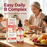 Gouttes liquides de complexe de vitamine B Metrand, saveur framboise, niacine, folate, soutien cardiaque et cérébral, complément alimentaire quotidien