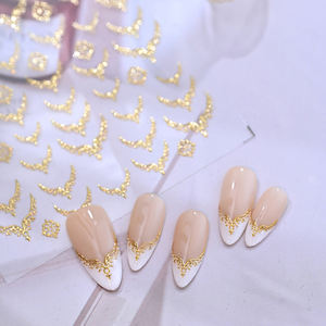 Calcomanías 3D para <span class=keywords><strong>Uñas</strong></span> con Líneas Geométricas Francesas en Dorado, Rojo y Plateado, Forma de Alas en V, Adhesivos para Manicura, Calcomanías Deslizantes para <span class=keywords><strong>Uñas</strong></span> - Product Image 3