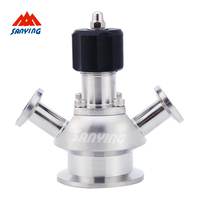Válvula de Muestreo Aséptica Sanitaria con Tapón de PTFE de Alta Calidad Ss316l con Doble Entrada/Salida, Abrazadera Triple Tc 25.4mm 50.5mm
