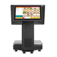 Sistema de Punto de Venta Todo en Uno con Pantalla Táctil Doble, Báscula Eléctrica, Caja Registradora, Compatible con Windows/Android, Capacidad de 15-30 kg