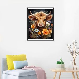 Tự Làm Sơn Bằng Số Kit Thích Hợp Cho Người Lớn Người Mới Bắt Đầu Vải Cao Nguyên Bò Hoa Lớn Sơn - Product Image 2