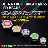 Interrupteur à bouton-poussoir YUDA IP66 ultra-fin, micro-étanche, en acier inoxydable, avec éclairage LED, personnalisable, 12-22 mm -J