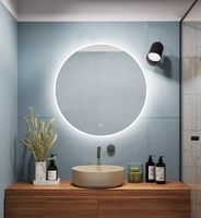 Miroir LED de salle de bain imperméable, anti-buée, anti-explosion, verre sécurisé, affichage de l'heure/température, certifié CE UL, hôtel, salon