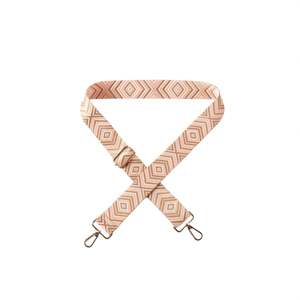 Cinghia in tessuto con motivo a rombi da 4 cm, beige, per borsa a mano - Product Image 1