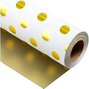 Platinum Dots <b>Wrapping</b> <b>Paper</b> Reversible <b>Gold</b> Gift Wrap 47.23 Sq Ft Polka Dots Metallized <b>Paper</b> Multi Purpose - Product Image 1