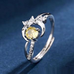Anillos Anti Ansiedad Full Diamond Star Crescent Four-claw <b>Ring</b> for Women Open <b>Adjustable</b> <b>Ring</b> Luxury ZIRCON <b>Ring</b> - Product Image 3