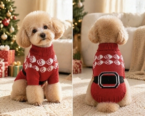 Suéteres para Perros y Gatos al por Mayor, Transpirables, Elásticos, Cómodos, con Estampado Personalizado, <span class=keywords><strong>de</strong></span> Alta Calidad, Tejidos <span class=keywords><strong>de</strong></span> Lujo, 100% Acrílico, para Festividades - Product Image 6