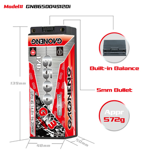 Batería LiPo RC GNB GAONENG 6500MAH 4S 4S2P 14.8V 120C 5mm con Carcasa Rígida y Balanceador Integrado para Autos, Barcos, Camiones y Truggy RC 1:8 1/8 - Product Image 3