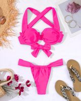 Ropa Deportiva para Adolescentes de 18 Años, Bikini Sexy para Mujeres Asiáticas Jóvenes, Conjunto de 2 Piezas con Textura Arrugada, Secado Rápido, Sujetador Push-Up y Braguitas con Tiras en V