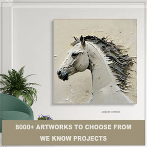 Pintura a Óleo <span class=keywords><strong>3D</strong></span> Abstrata Minimalista Personalizada de Cavalo em Tela, Arte em Relevo para Decoração de Parede de Sala de Estar, Pintura Artesanal com Textura Animal - Product Image 1