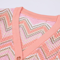 Ensemble femme 2598 : Cardigan tricoté à manches longues ajouré amincissant et robe camisole – Nouvelle collection été-automne tendance de haute qualité