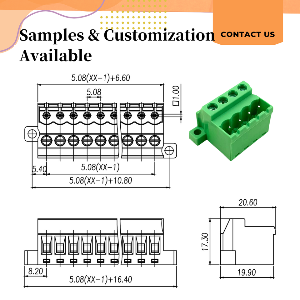 Db Terminal AOSI 5.08mm PA66 Pluggable Terminal Blocks FPC2.5-XX-508-15 2EDG-DB ...