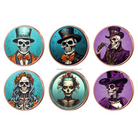 Pièce commémorative en cuivre fin 999 de 1 oz, motif squelette imprimé, pour le Jour des Morts, objet de collection en métal, vente en gros