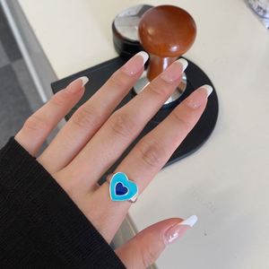 Dylam Women Fine Jewelry Cute Tiny Charm 925 Sterling <b>Silver</b> Rhodium Plated Open <b>Adjustable</b> Resizable Enamel Heart <b>Rings</b> - Product Image 4