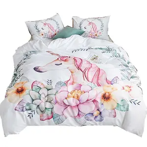 unicorn kids cotton duvet cover 3D home bedding set bed cover bed sheet cover