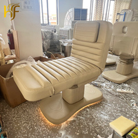 Table de massage électrique Réglage de la hauteur des jambes et du dossier Lit de soin électrique Blanc/rose/khaki avec commande au pied