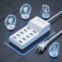 Chargeur USB multi-ports en gros 5V 2.4A 50W, adaptateur multiprise à charge rapide 10 ports avec prise PD