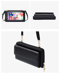 Multifunctional पु आकस्मिक कंधे बटुआ महिलाओं पर्स कार्ड धारक महिला Crossbody थैली टच स्क्रीन सेल मोबाइल फोन बैग - Product Image 6