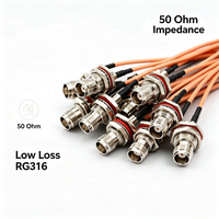 Câble coaxial RF Pigtail Jumper RG316 personnalisé IP67 TNC étanche femelle vers MCX mâle à angle droit 15cm pour communication sans fil