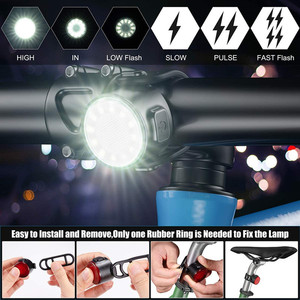 Juego de Luces LED <span class=keywords><strong>para</strong></span> <span class=keywords><strong>Bicicleta</strong></span> Q2, Luces Delanteras y Traseras Recargables, Paquete de Luces <span class=keywords><strong>para</strong></span> <span class=keywords><strong>Bicicleta</strong></span> de Montaña y Carretera, Combinación de Faro y Luz Trasera - Product Image 5