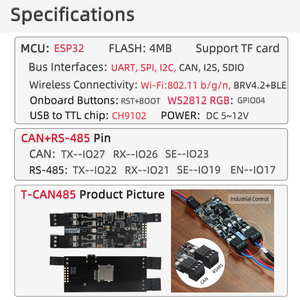 En Stock, LILYGO TTGO T-CAN485 ESP32 CAN Bus RS485 WiFi Bluetooth 5-12V, Placa de Desarrollo Industrial IoT - Product Image 5