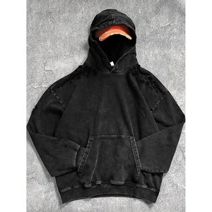 Men's Wide Leg Distressed Long Pants and Hoodie <b>Set</b> Black 400gsm Heavyweight Streetwear Boys Baggy Washed <b>Sweatpants</b> <b>Set</b> - Product Image 6