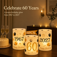 Lanternes en papier pour 60e anniversaire, 18 pièces, noir et or, pour la décoration de table de fête à la maison