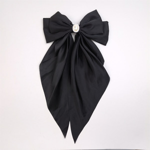 最新奢华大蝴蝶结丝带发夹时尚蝴蝶结珍珠发夹时尚女性春夹发饰 - Product Image 4
