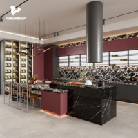 Meuble de cuisine de luxe Aige avec plan de travail en marbre pour mobilier modulaire Vallid, personnalisation complète de la maison, fabricant de meubles