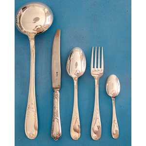 Ensemble de couverts français Mirellas, style Art Nouveau moderne et luxueux, 12 pièces, design minimaliste avec louche et cuillères à café pour restaurants et hôtels - Product Image 1