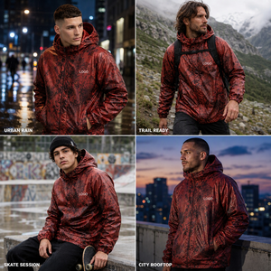 Chaqueta cortavientos con capucha y estampado de camuflaje para hombre, impermeable, para deportes al aire libre, con logotipo personalizado, OEM, ODM - Product Image 2