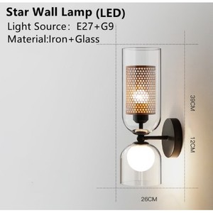 Nordic-Style Creative Double-Headed Mesh Glass <b>Wall</b> Lamp for Bedroom Living Room Hotel Background <b>Wall</b>-Unique <b>Bedside</b> <b>Lighting</b> - Product Image 4