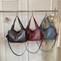 Sac fourre-tout de travail pour femme, style rétro, en PU souple, sac hobo décontracté, grande capacité, poches latérales, sac à bandoulière, sac à main, personnalisable en gros