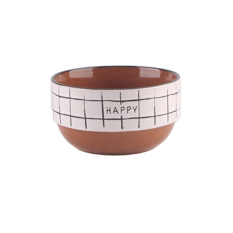 Wholesale cheap white 5.5 inch silk screen printing logo with gold rim Stackable ceramic soup bowl ramen bowl ceramic