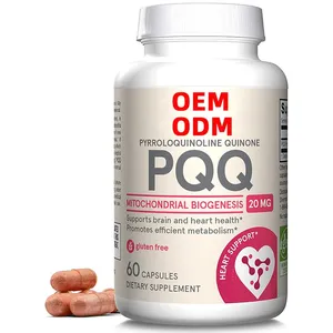 PQQ 20 mg 60 Cápsulas PQQ Suplemento Dietético Sem Glúten para o Cérebro Saúde do Coração e Função Cognitiva