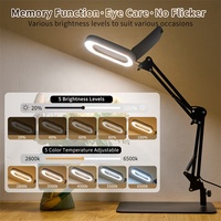 Loupe carrée moderne 10X avec support lumineux, 5 modes de couleur, 5 niveaux de luminosité réglables, alimentation CC, lampe de bureau flexible à pince
