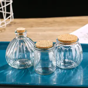 Puding cam mantarlı şişe 100ml 200ml temizle puding cam mantarlı şişe cam mantarlı şişeler kapak puding yoğurt kavanoz