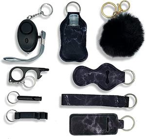 Porte-clés cadeau d'autodéfense Bling avec lanière de poignet <span class=keywords><strong>Kit</strong></span> de porte-clés personnel pour femmes avec alarme de sécurité pour alarme sonore 130Db sûre P - Product Image 2