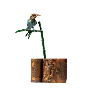 Portaplumas de Cobre con Diseño de Orquídea, Adorno de Cobre Estilo Chino, Regalo para Oficina o Escritorio - Product Image 5