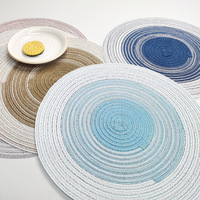 Set de table et sous-verre en coton tissé style nordique, motif cercle dégradé, résistant à la chaleur, personnalisable pour la cuisine