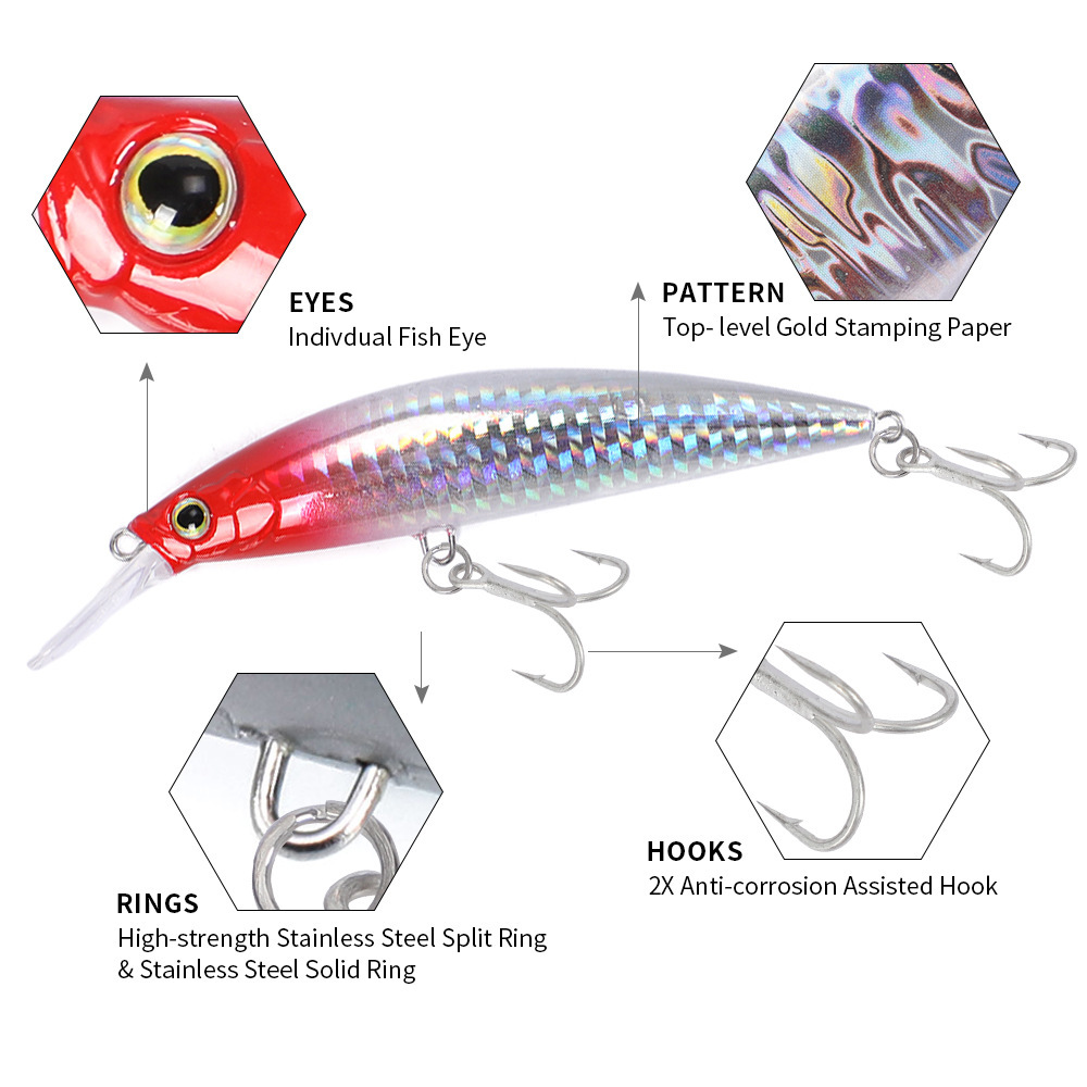 10 Esche Da Pesca Minnow 6cm 6,2g - Assortite Per Trota E Acqua Salata - HENGJIA