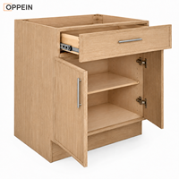 Armoires de cuisine OPPEIN en chêne blanc naturel, style Shaker fin, prêtes à assembler (RTA), en kit, pour projets d'appartements